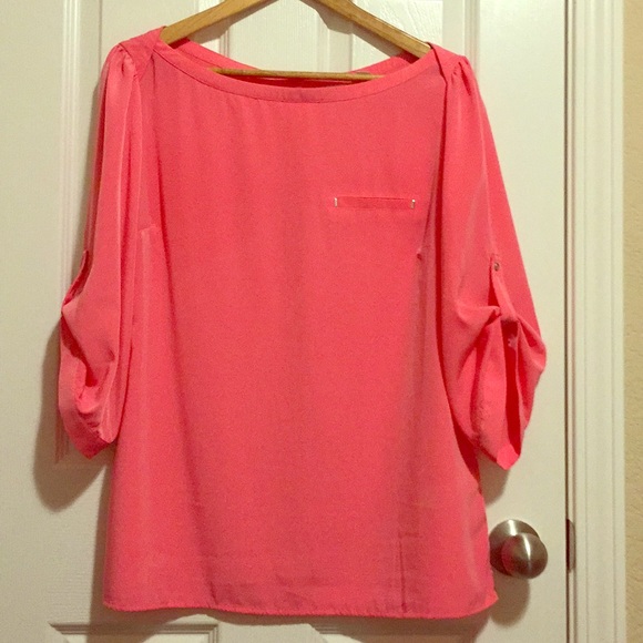 New York & Company Tops - New York and Company size L 3/4 sleeve coral shirt